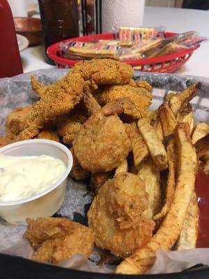 Catfish and shrimp platter.