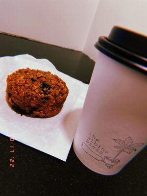 Vegan blueberry muffin and drip coffee