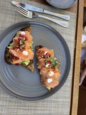 Avocado toast with smoked salmon