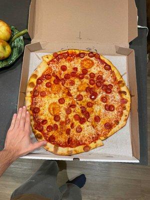 Pepperoni pizza - massive and delicious.