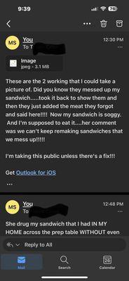 This is the conversation with the area director stating that violating food safety standards is THEIR NEW standard. No longer eat fresh!!!