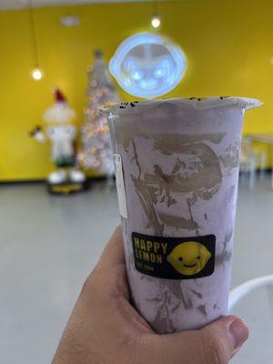 Ube Milk Tea with Taro Puff cream foam