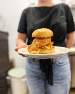 Local fresh caught fish fried with our housemade bun, housemade kimchee and ailoi