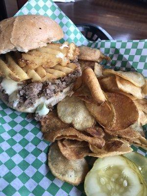 Lunch special sloppy cheesesteak