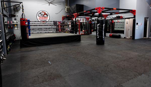 boxing ring and bag area