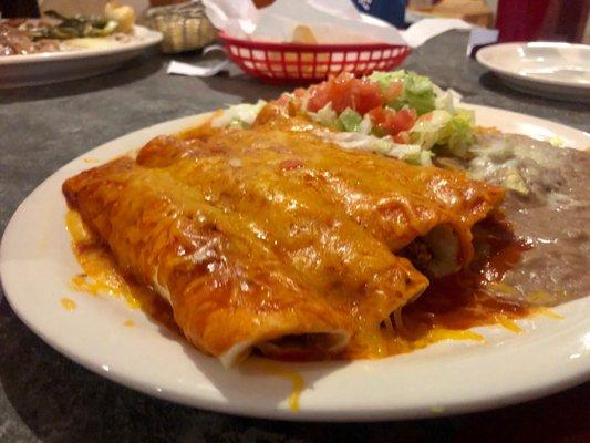 Enchilada dinner. Actually big enough for 2 people. Nothing really stood out and service could use a hand.