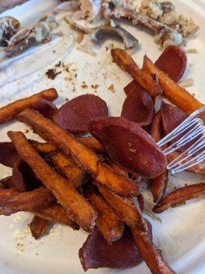 Sausage with Sweet Potato Fries