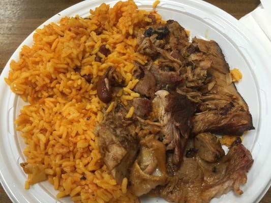 Pork with rice and beans.