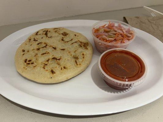 Chorizo and queso pupusa.