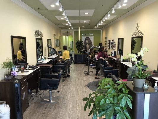 Super clean and new! Feels very open and a comfortable place to get your hair cut.