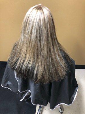 Hilites before keratin treatment