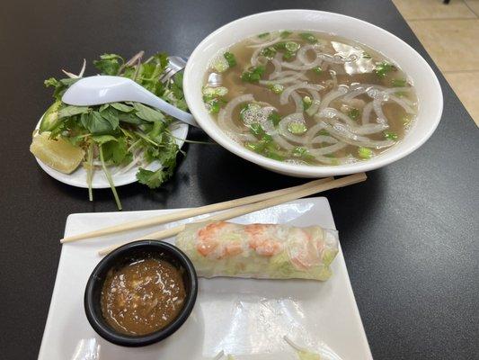 Pho & shrimp spring roll.