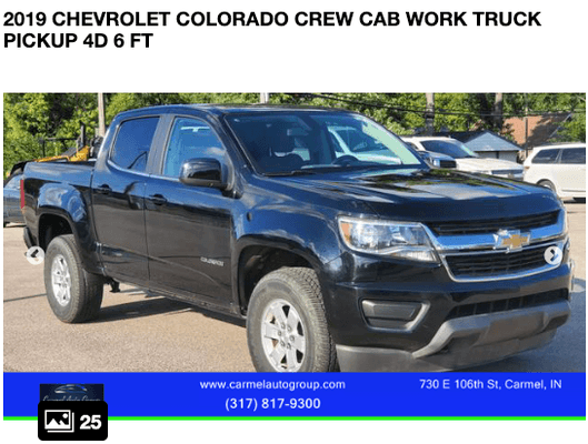 2019 CHEVROLET COLORADO CREW CAB WORK TRUCK PICKUP 4D 6 FT