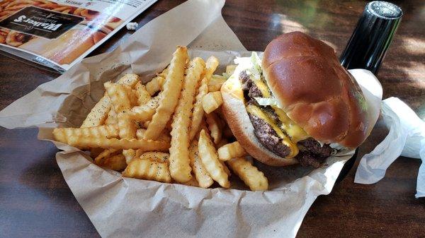 Double Walker Burger and fries