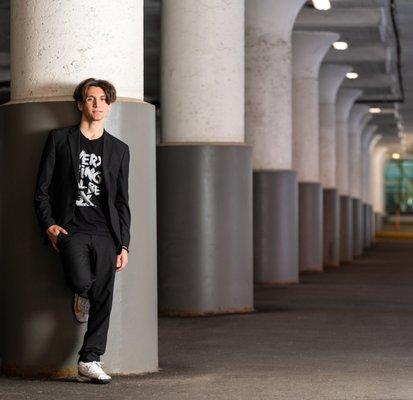 A senior photo session portrait from the Union Depot parking lot in the historic Lowertown neighborhood of Saint Paul, MN!