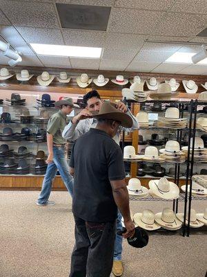 Fitting my dads final formed and shaped hat. The color is Tan Belly I believe.