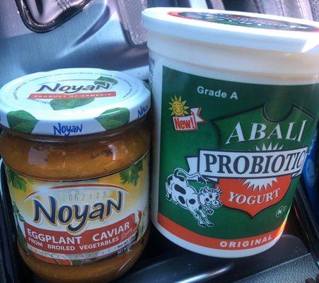 My favs - love this eggplant caviar and probiotics yougurt yum