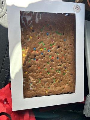 Giant M&M cookie "cake"