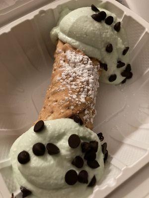 Cannoli to go w/themed colored ricotta on this St Patty's Day!