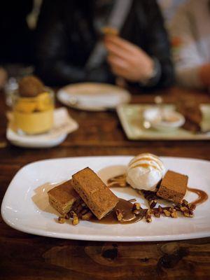 Warm Date Cake | butterscotch, buttered pecans, vanilla ice cream