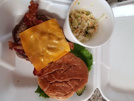 Bacon Cheesburger and side of slaw