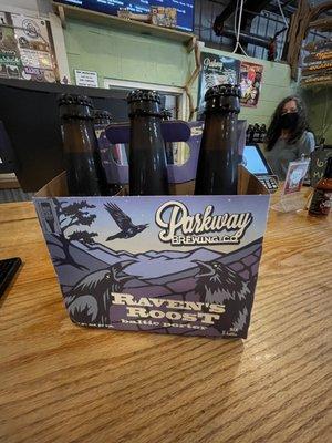 Six pack of Raven Roost from Parkway brewery