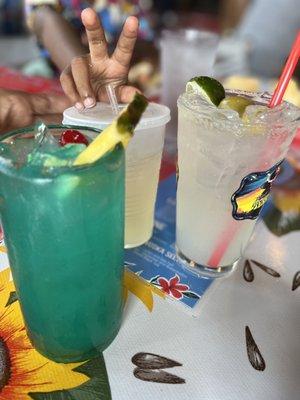 Blue Hawaiian and Spencer's special margarita