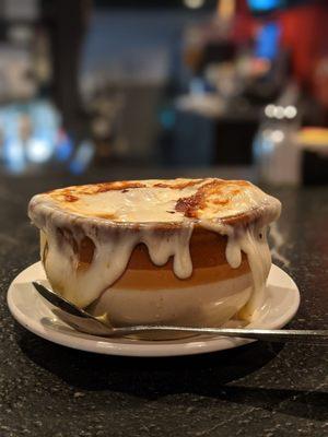 A delicious favorite of mine, French Onion Soup on the menu and available daily!