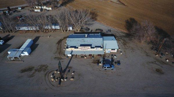 An aerial shot of the market.