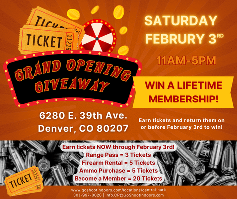 Come in to earn tickets for our upcoming Grand Opening Giveaway!