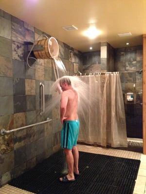 Bucket Shower, It is the best way to feel HOT and COLD part of Russian Sauna!