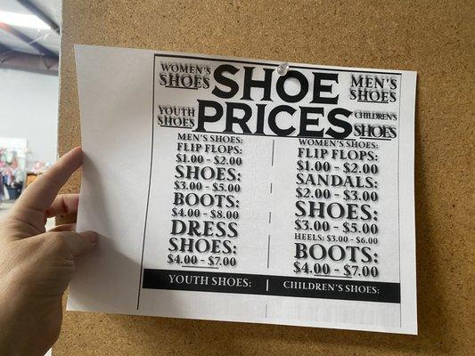 Shoe prices