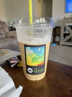 Frappe! Delicious with little bits of caramel crunch? In it. So good!!