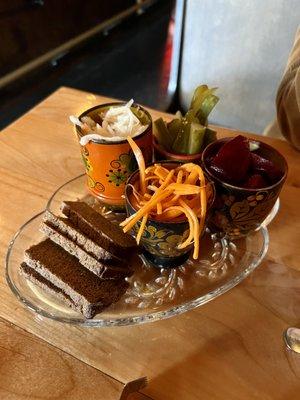 Pickled plate! Note the cool wooden bowls.