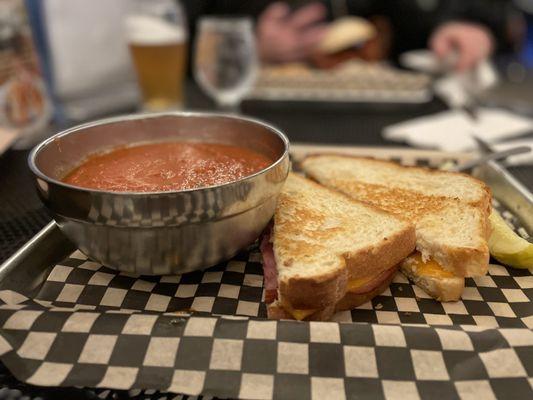 Dinner special - grilled ham & cheese w/ tomato bisque