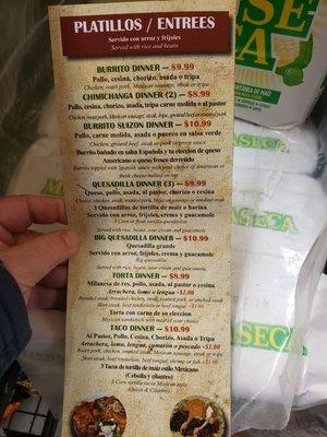 menu