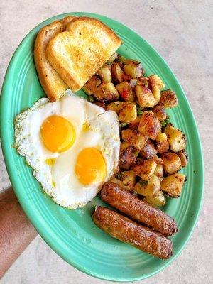 Sausage and egg breakfast plate