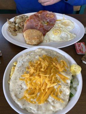 Breakfast bowl & eggs and ham