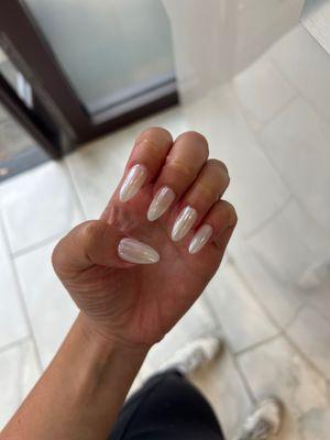 hailey bieber gel x chrome nails