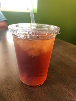 Unsweetened tea with a shot of Raspberry syrup. Yummy