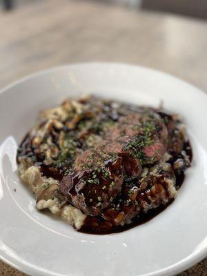 Wild mushroom risotto & petite filet- a dish not to miss!