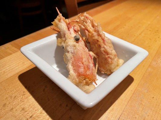 2 Piece Sweet Shrimp ($10) heads, tempura style