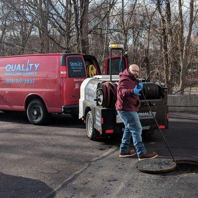 Hydro jetting out a Restaurant's Grease trap