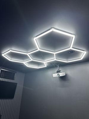 Hexclad lighting and Golf Sim Projector