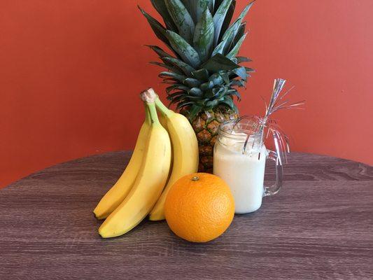 Orange pineapple banana smoothies