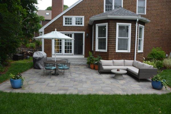 Patio with granite steps