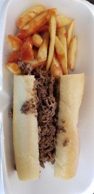 Cheese steak and fries