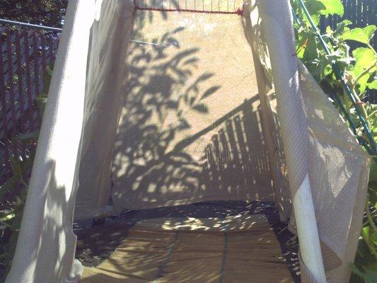 This is what the inside of the tee pee looks like.