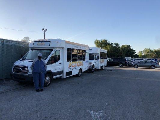 2 shuttles sitting idle