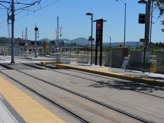 With the stadium in the distance and the crossing the one thing that is going to be traffic and delay of the trolley.